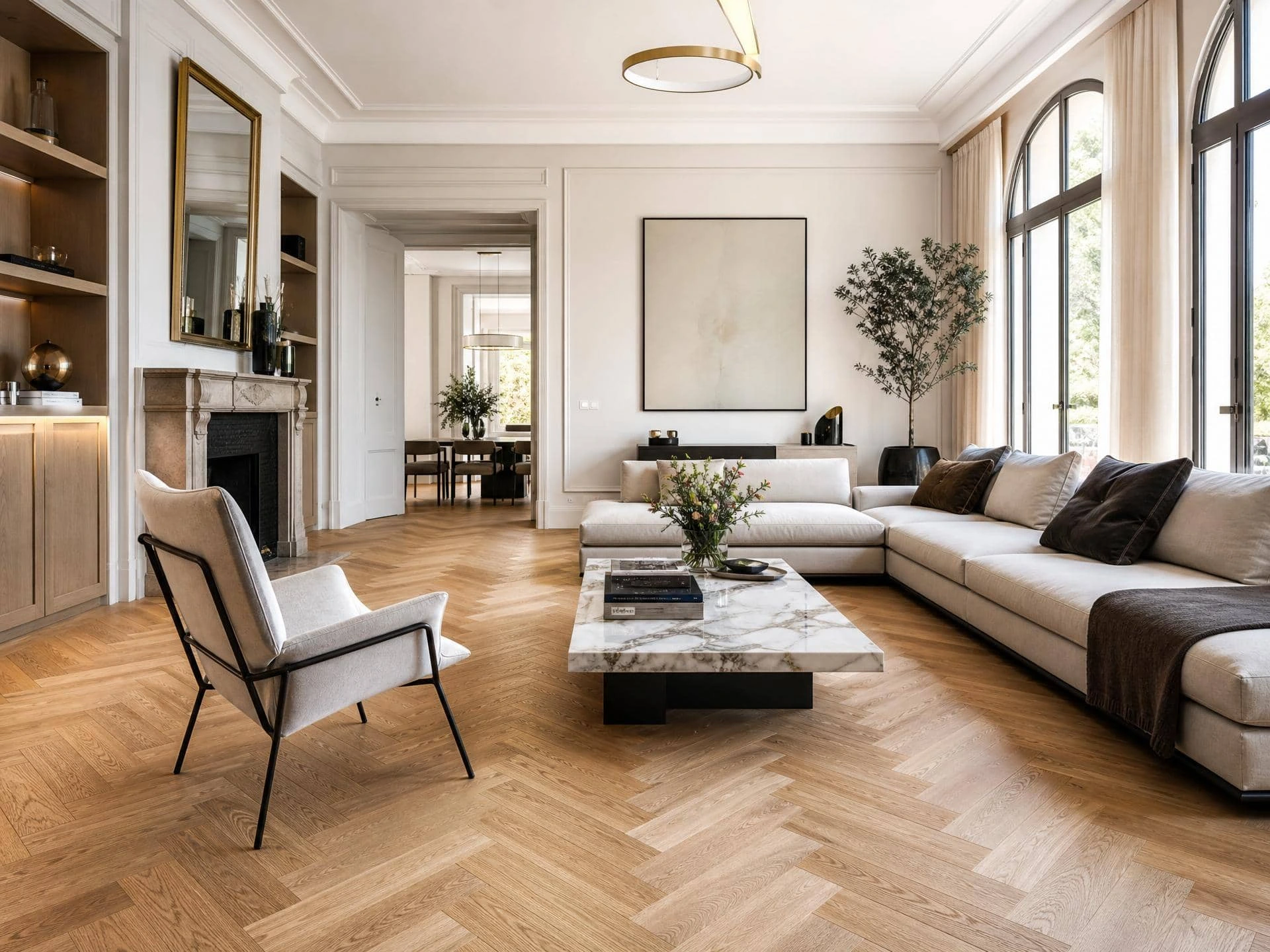 Pose parquet dans un salon Parquet massif installer dans le salon d'une maison provencal